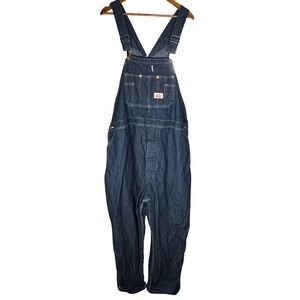 Round House Denim Overalls Mens 56x30 Blue Bib Workwear Carpenter Made in USA